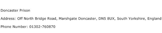 Doncaster Prison Address Contact Number