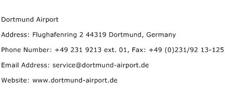 Dortmund Airport Address Contact Number