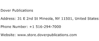 Dover Publications Address Contact Number