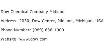 Dow Chemical Company Midland Address Contact Number