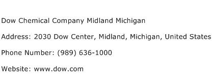 Dow Chemical Company Midland Michigan Address Contact Number