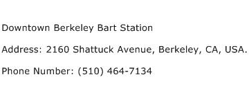 Downtown Berkeley Bart Station Address Contact Number