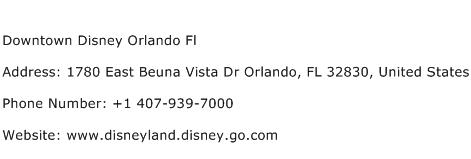 Downtown Disney Orlando Fl Address Contact Number