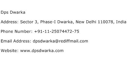Dps Dwarka Address Contact Number
