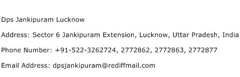 Dps Jankipuram Lucknow Address Contact Number