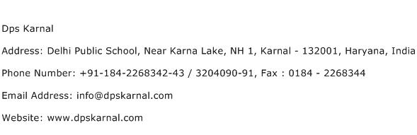 Dps Karnal Address Contact Number