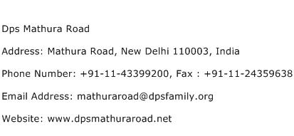 Dps Mathura Road Address Contact Number