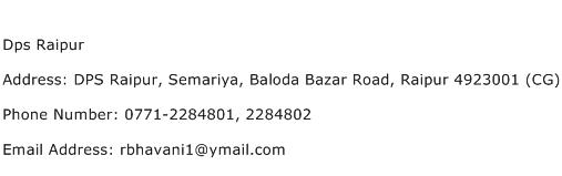 Dps Raipur Address Contact Number