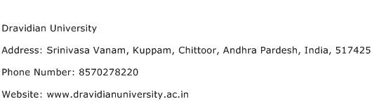 Dravidian University Address Contact Number