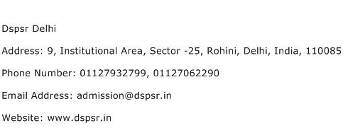 Dspsr Delhi Address Contact Number