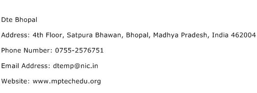 Dte Bhopal Address Contact Number
