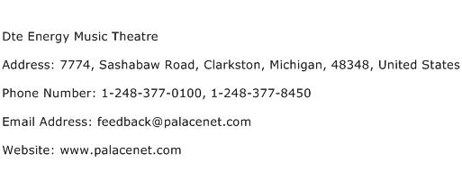 Dte Energy Music Theatre Address Contact Number