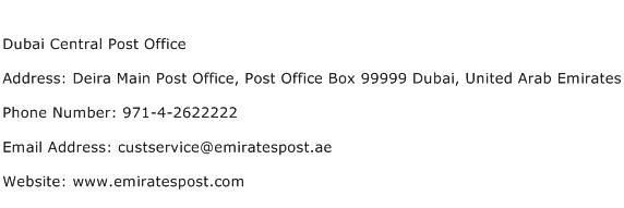 Dubai Central Post Office Address Contact Number