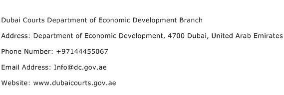 Dubai Courts Department of Economic Development Branch Address Contact Number