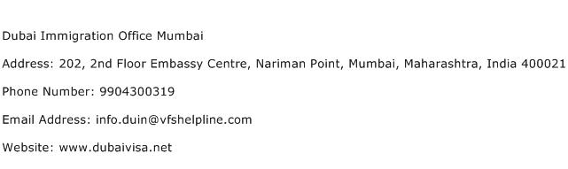 Dubai Immigration Office Mumbai Address Contact Number