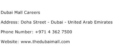 Dubai Mall Careers Address Contact Number