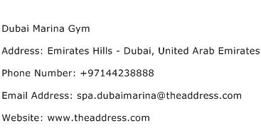 Dubai Marina Gym Address Contact Number