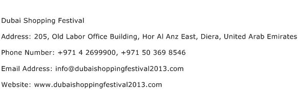 Dubai Shopping Festival Address Contact Number