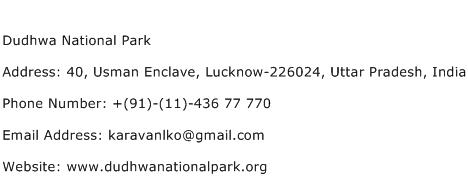 Dudhwa National Park Address Contact Number