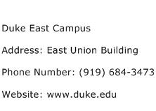 Duke East Campus Address Contact Number