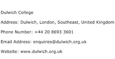 Dulwich College Address Contact Number