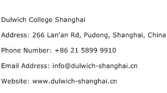 Dulwich College Shanghai Address Contact Number