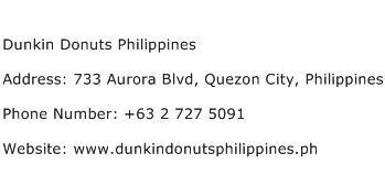 Dunkin Donuts Philippines Address Contact Number