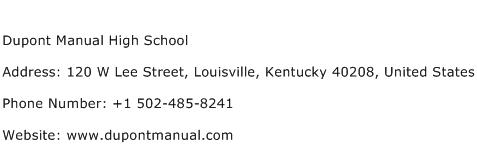 Dupont Manual High School Address Contact Number