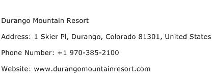 Durango Mountain Resort Address Contact Number