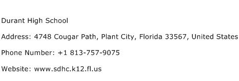 Durant High School Address Contact Number