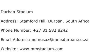 Durban Stadium Address Contact Number