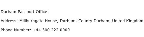 Durham Passport Office Address Contact Number