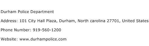 Durham Police Department Address Contact Number