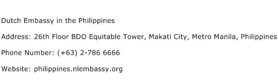 Dutch Embassy in the Philippines Address Contact Number