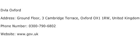 Dvla Oxford Address Contact Number