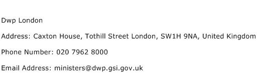 Dwp London Address Contact Number