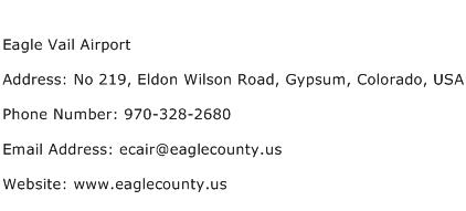 Eagle Vail Airport Address Contact Number