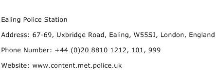 Ealing Police Station Address Contact Number