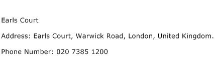 Earls Court Address Contact Number