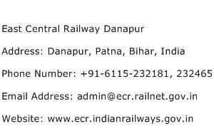 East Central Railway Danapur Address Contact Number
