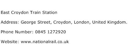 East Croydon Train Station Address Contact Number