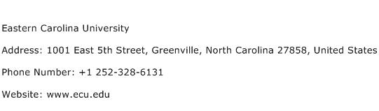 Eastern Carolina University Address Contact Number