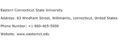 Eastern Connecticut State University Address Contact Number