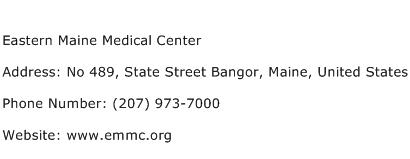 Eastern Maine Medical Center Address Contact Number
