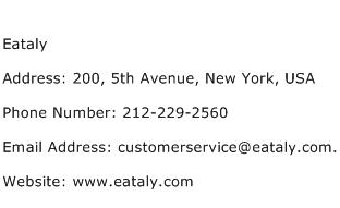 Eataly Address Contact Number