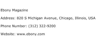 Ebony Magazine Address Contact Number