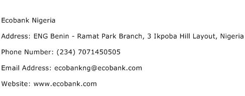 Ecobank Nigeria Address Contact Number