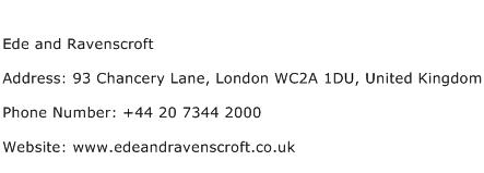 Ede and Ravenscroft Address Contact Number