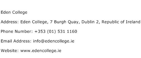 Eden College Address Contact Number