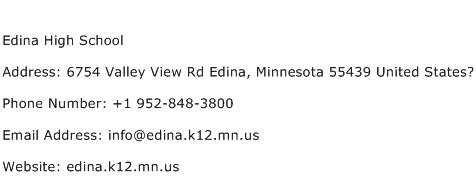 Edina High School Address Contact Number